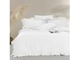Pościel z bawełny 220x200+2/70x80 z falbanką Optic White Limasso w pudełku bez prasowania  Exclusive biała